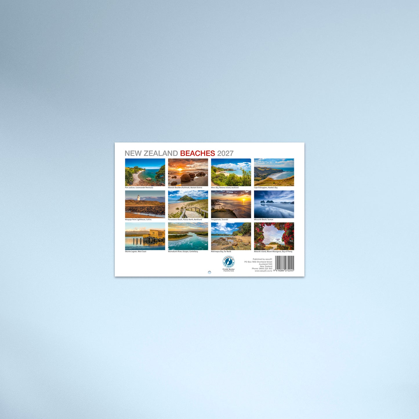 New Zealand Beaches 2027 Booklet Calendar