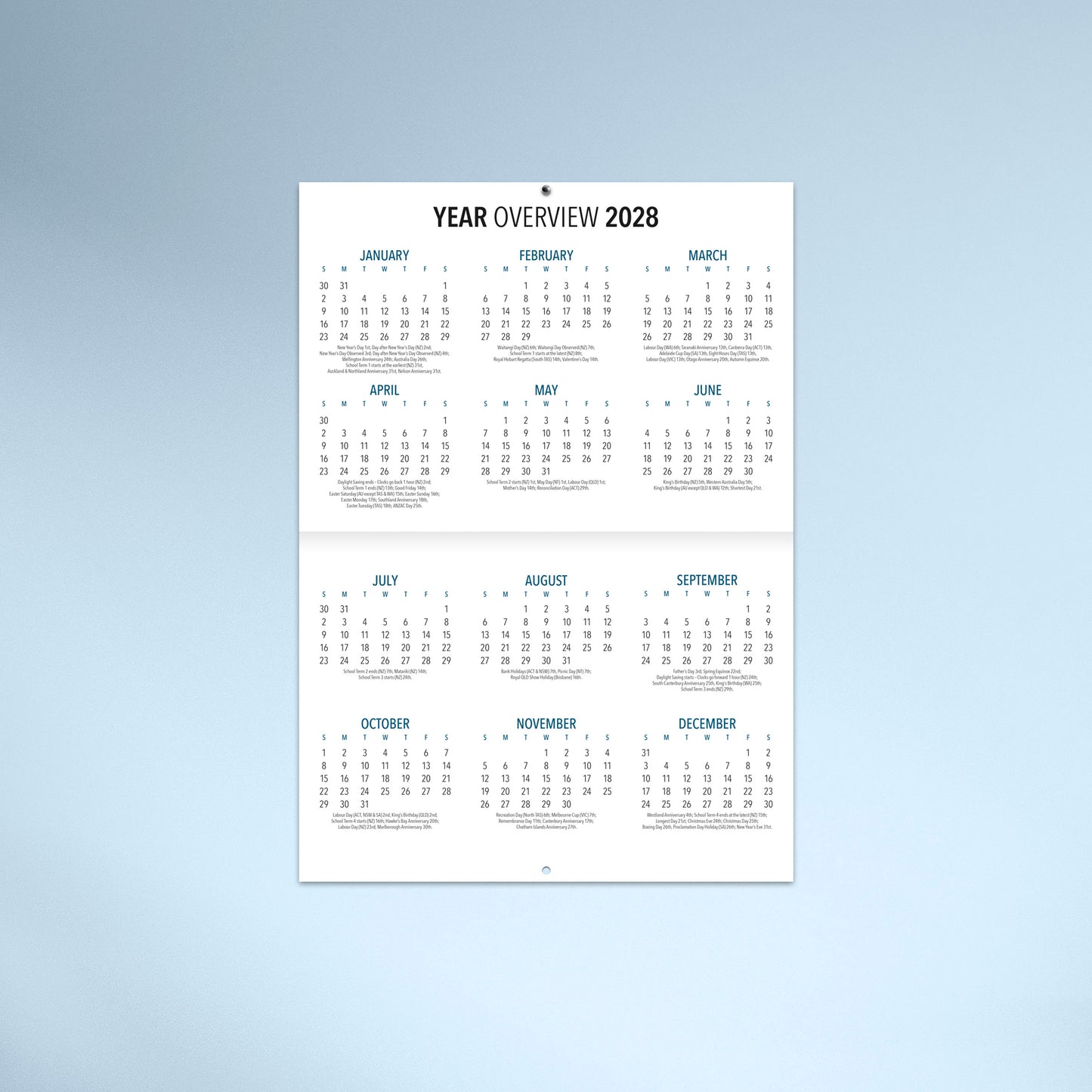 New Zealand 2027 Booklet Calendar