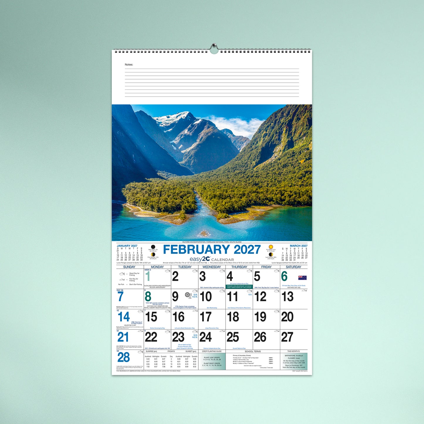 Easy2C NZ Scenic 2027 Wall Calendar