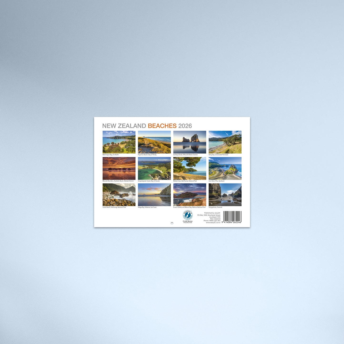 New Zealand Beaches 2026 Booklet Calendar