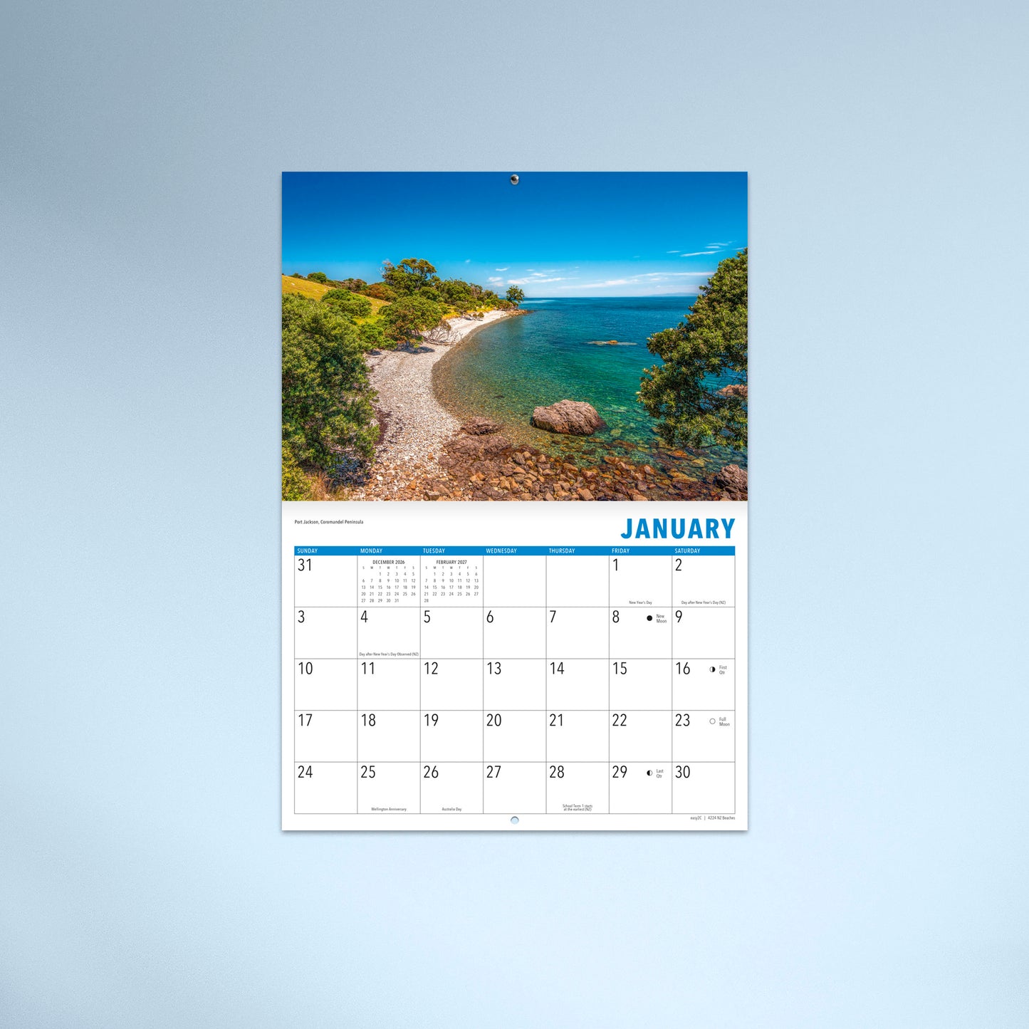 New Zealand Beaches 2027 Booklet Calendar