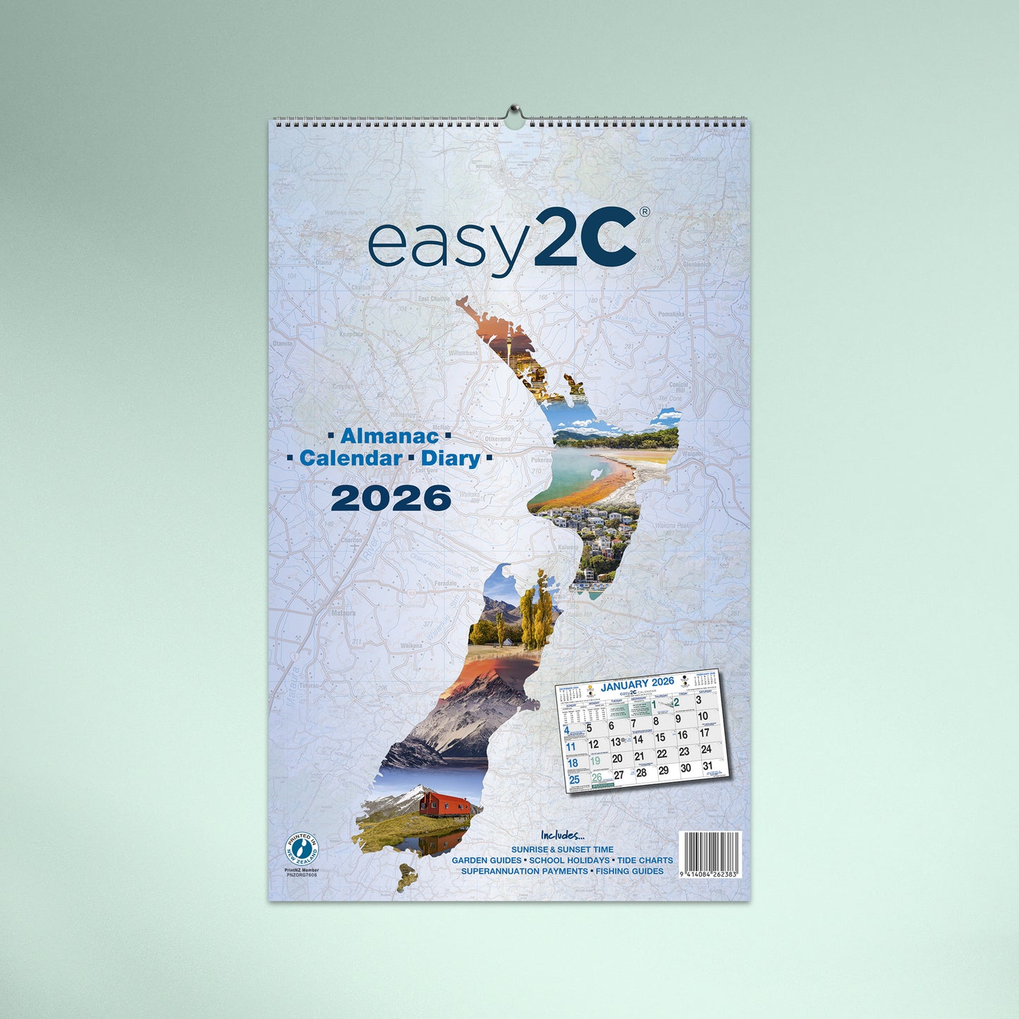 Easy2C NZ Scenic 2026 Wall Calendar