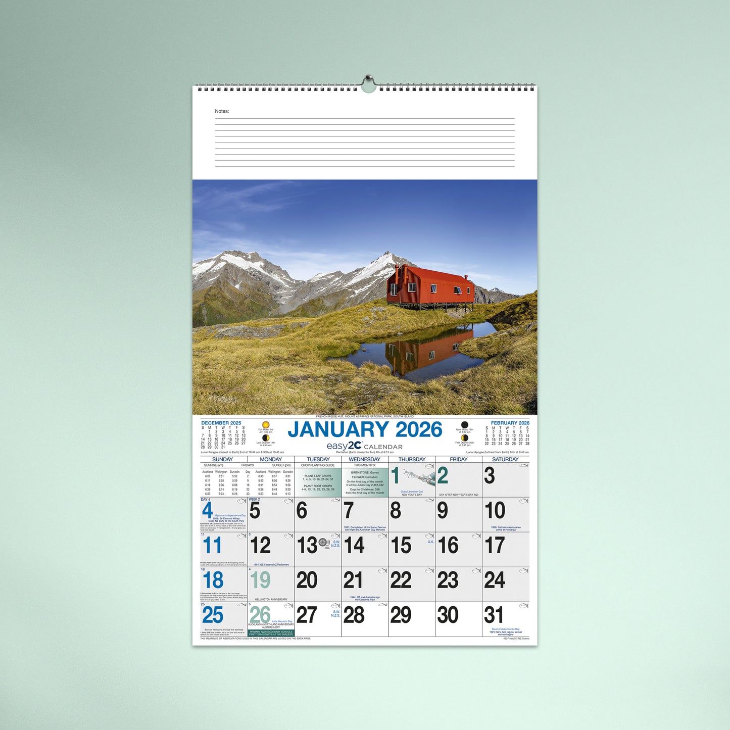 Easy2C NZ Scenic 2026 Wall Calendar